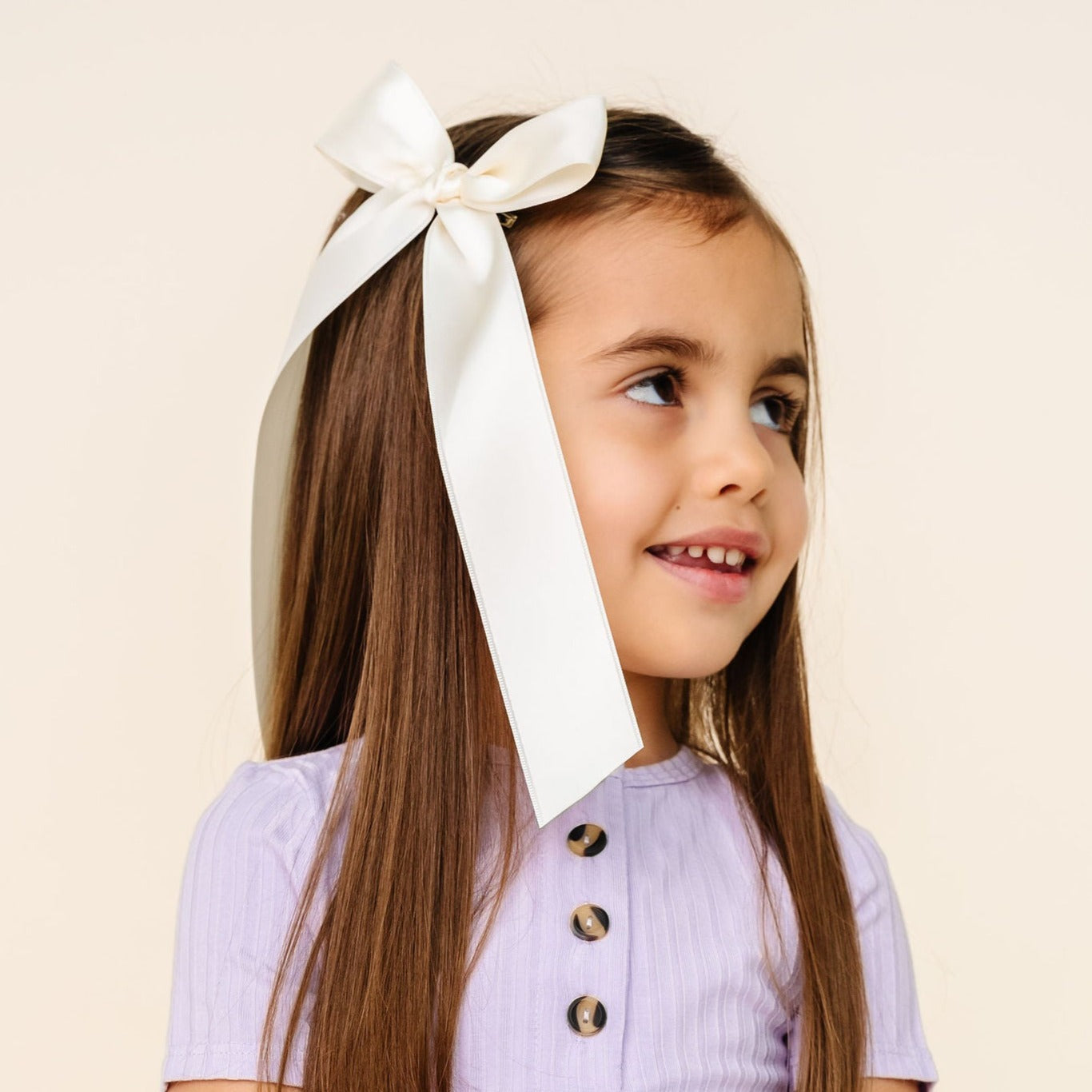 Satin Bow - Cream Sash Clip