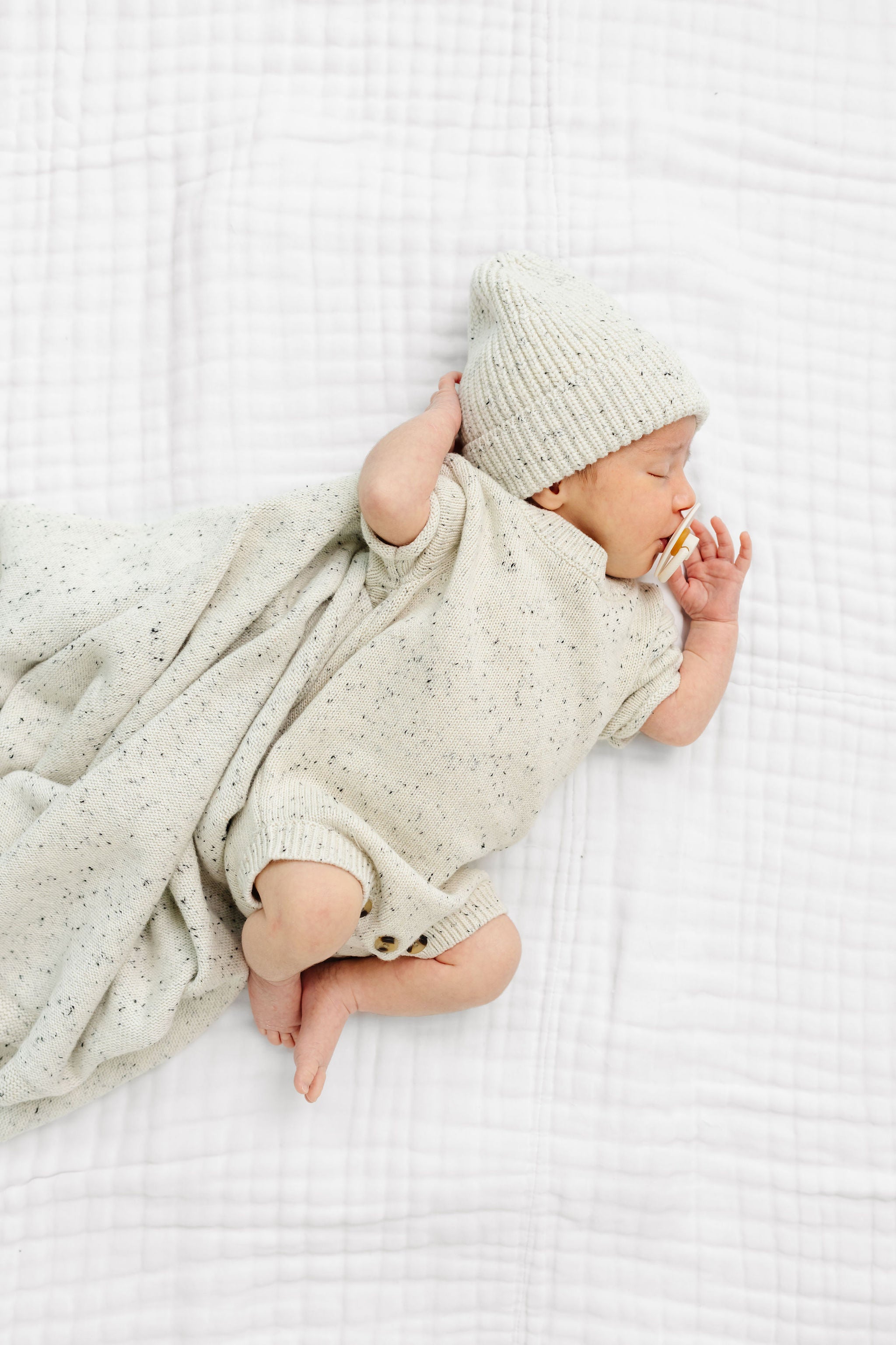 Knit Beanie - Cream Speckle