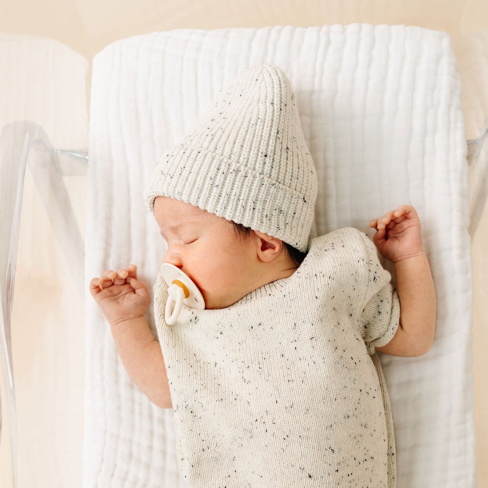 Knit Beanie - Cream Speckle