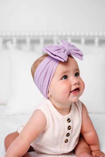 Cable Knit Headband - Lilac
