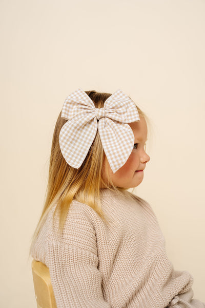 Heirloom Bow - Tan Gingham Clip