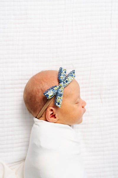 Ribbon Bow - Blue Bell Lace Headband