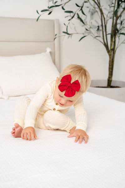 Heirloom Bow - Red Corduroy Headband
