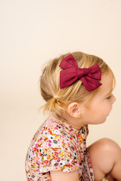 Linen Bow 3 Pack: Cranberry Clips