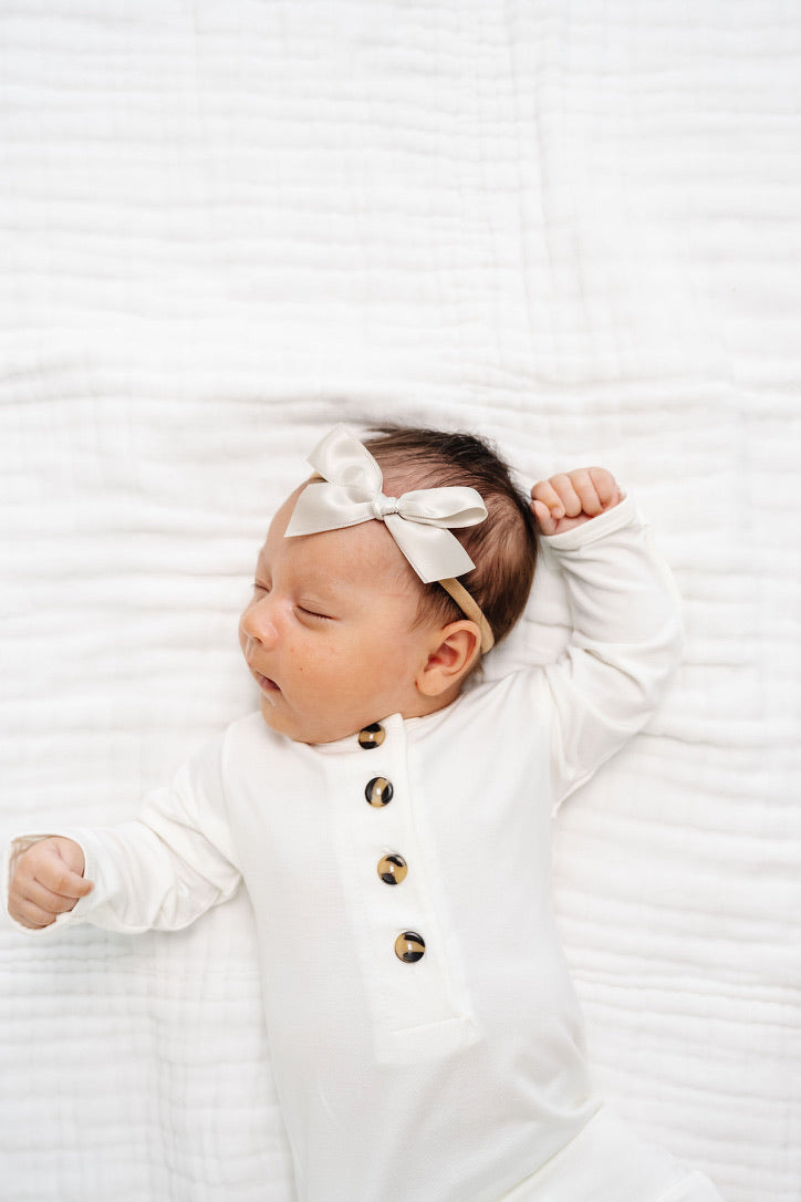 Satin Bow - Champagne Headband