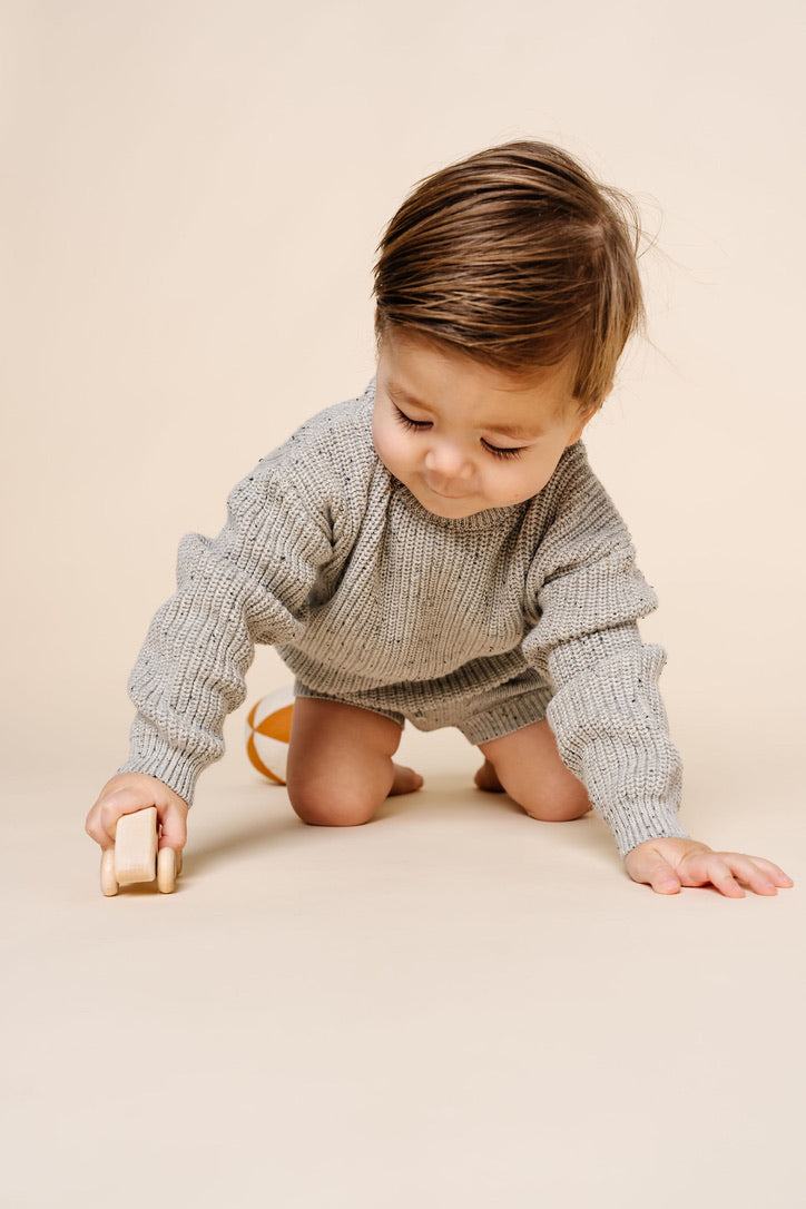 Knit Chunky Sweater - Grey Speckle