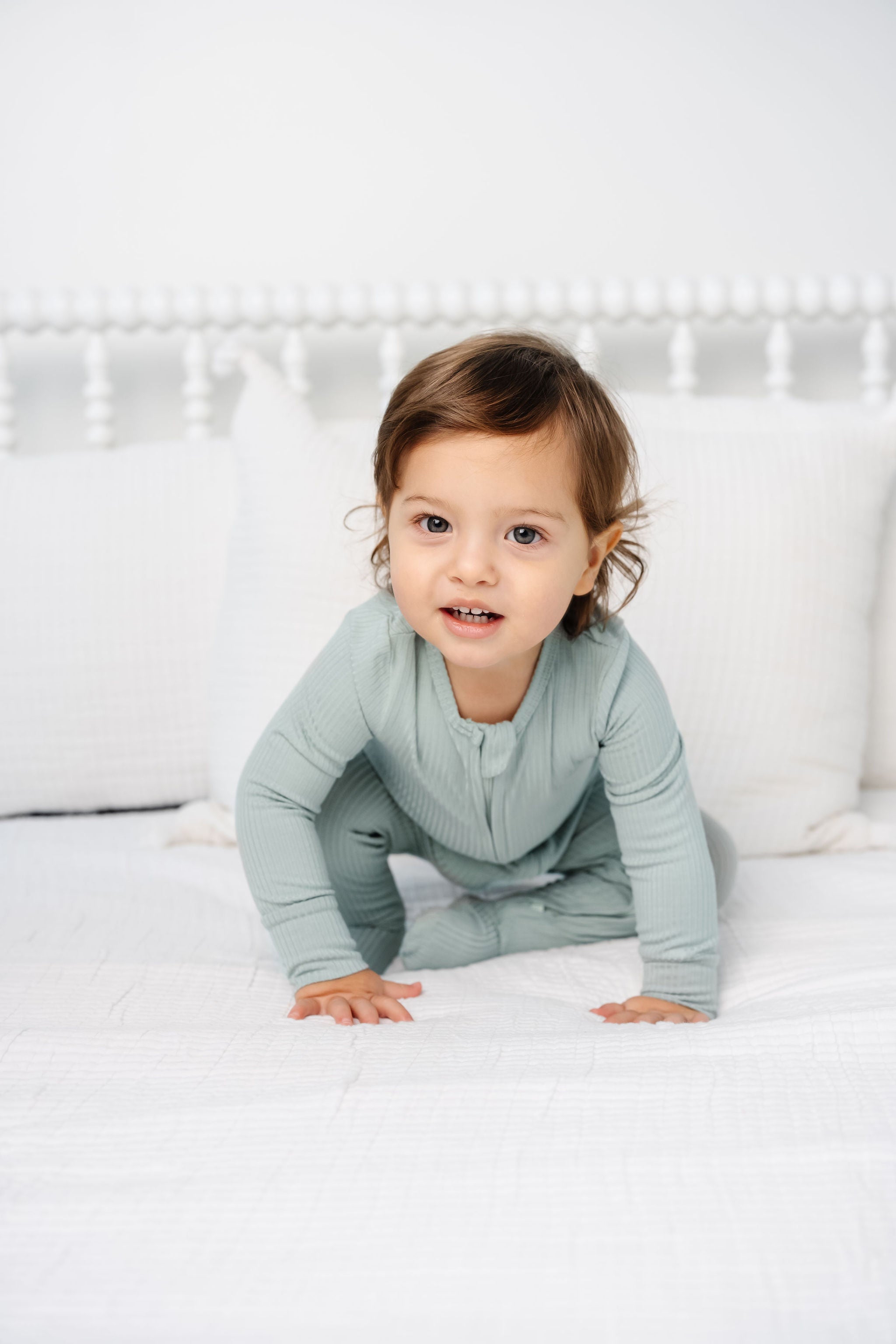 Bailey Zipper Footies Toddler Boy 12-24 Month Size on Bed