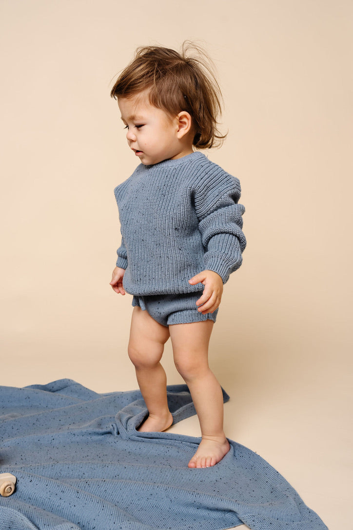 Knit Chunky Sweater - Cadet Speckle