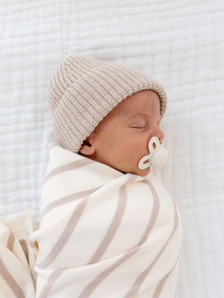 Knit Blanket - Tan Stripe