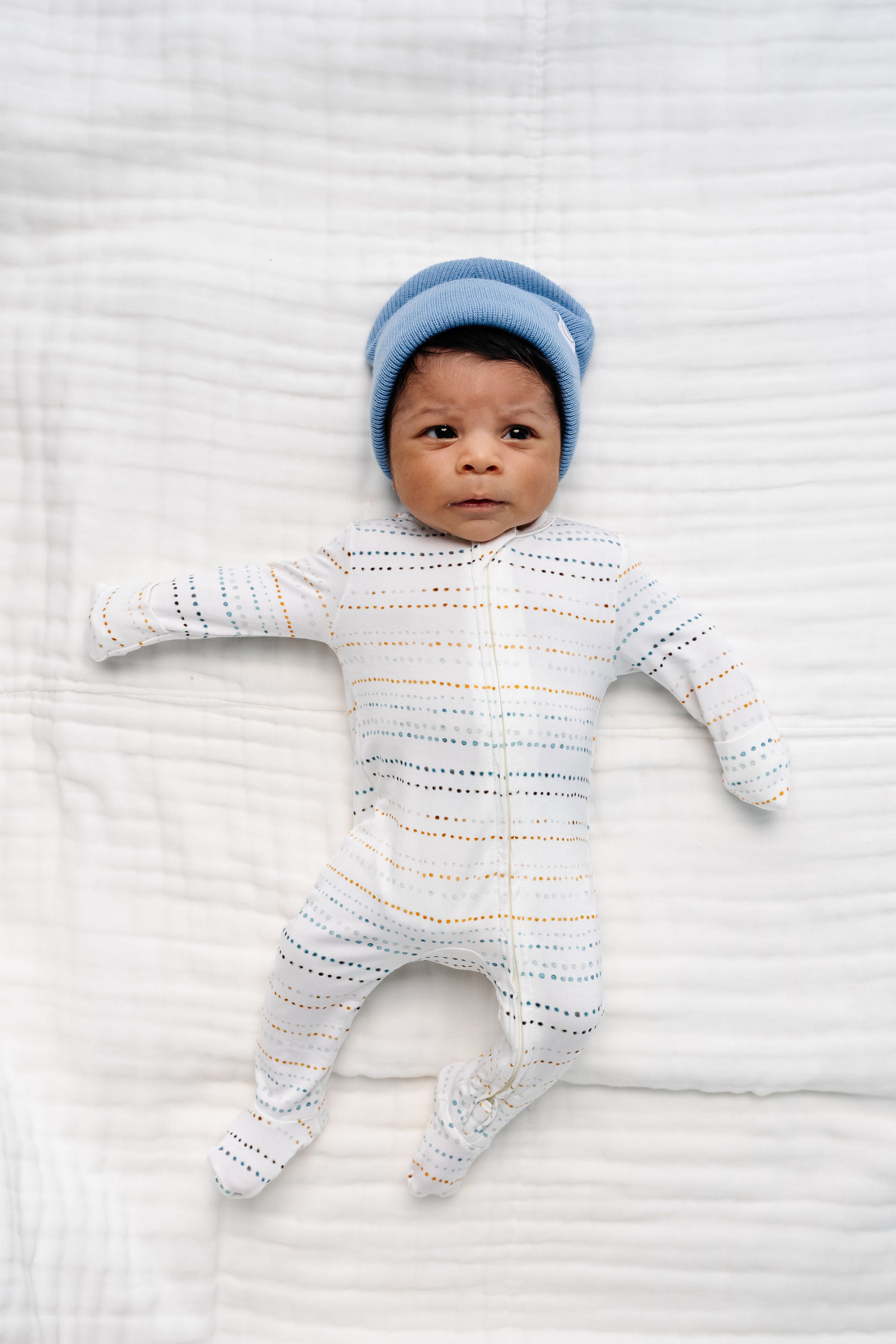 Conrad Zipper Footies newborn boy in newborn size with beanie