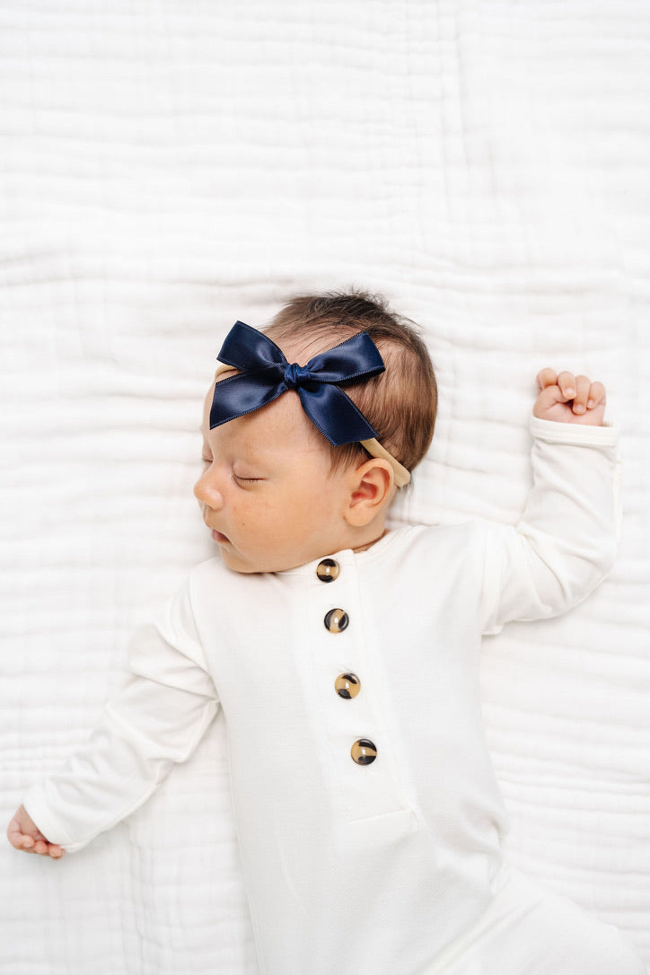 Satin Bow - Midnight Blue Headband