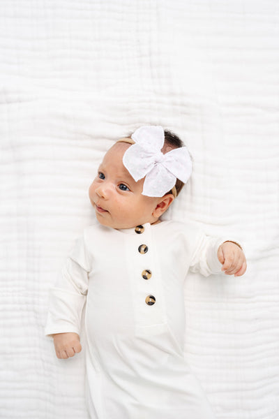 Heirloom Bow - Pink Swiss Dot Headband