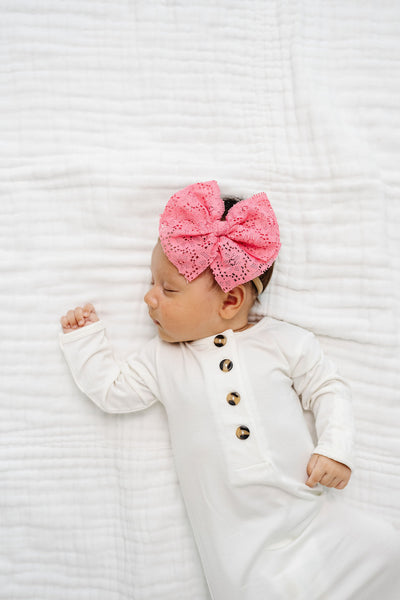 Lace Bow - Taffy Pink Headband