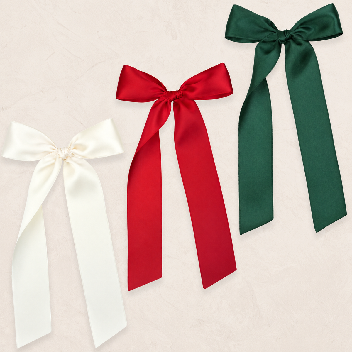 Satin Bow 3 Pack: Ruby Sash Clips