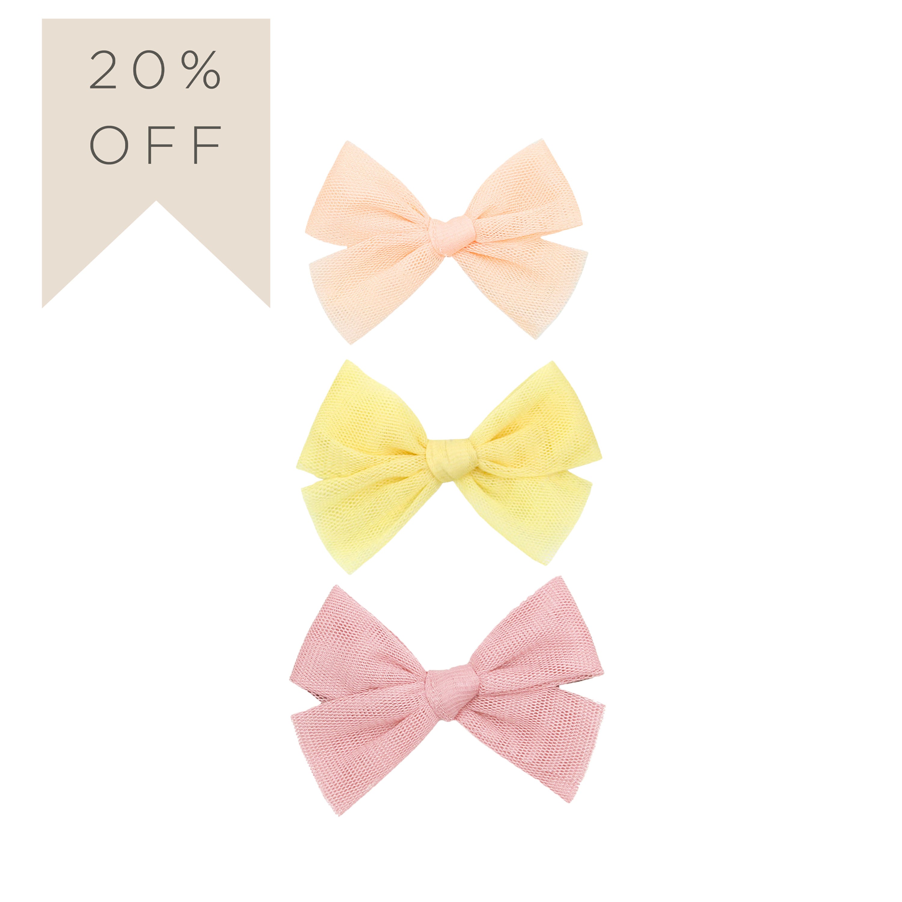 Tulle Bow 3 Pack: Lemon Clips