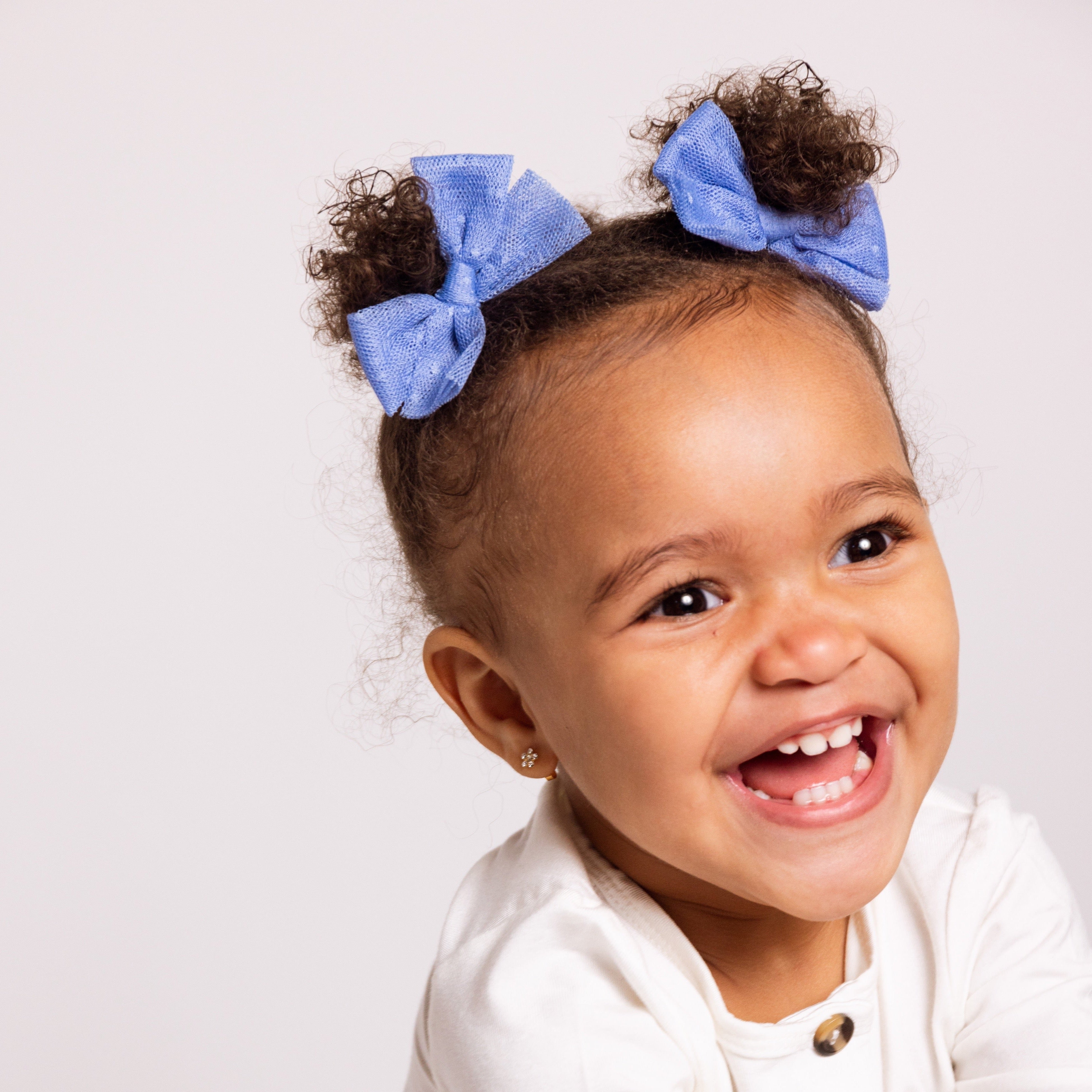 Tulle Bow 3 Pack: Periwinkle Dot Clips