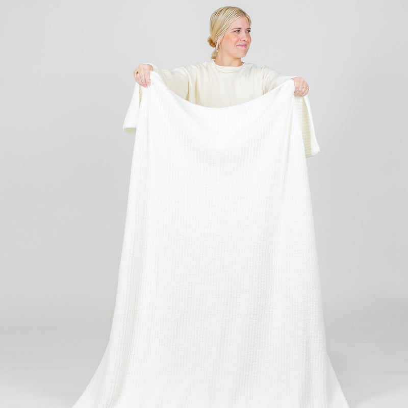 Chenille Blanket - White - Adult/Throw