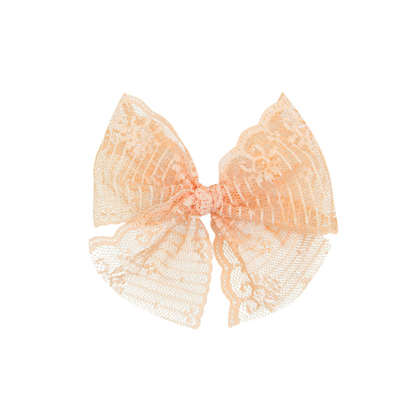 Lace Bow - Peach Clip