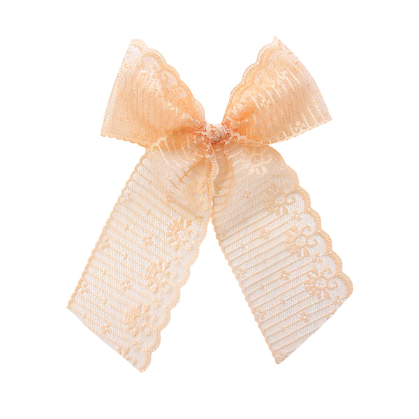 Lace Bow - Peach Sash Clip