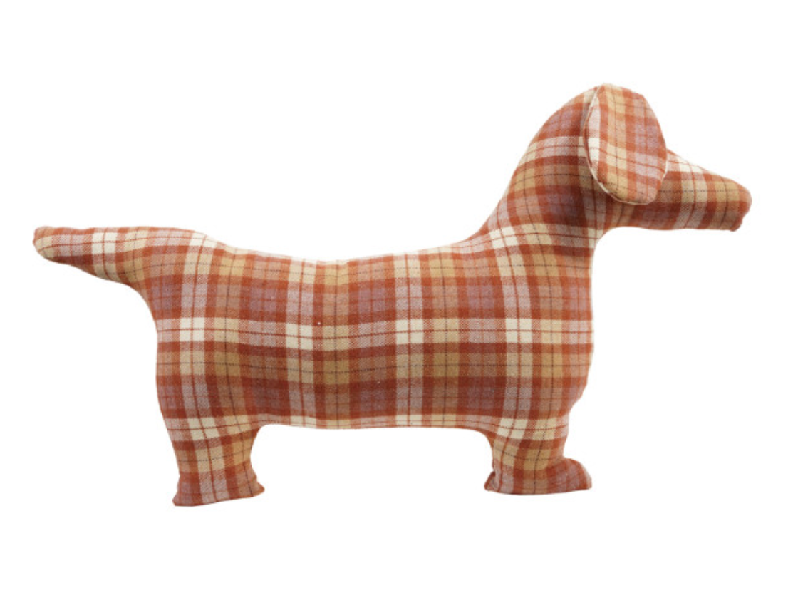 Plaid Fabric Dog Shaped Pillow