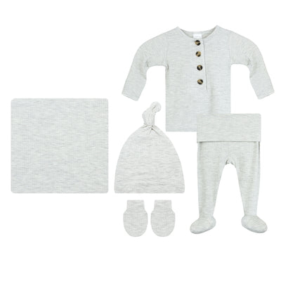 Stevie Ribbed Newborn Hat Bundle (Top + Bottom)