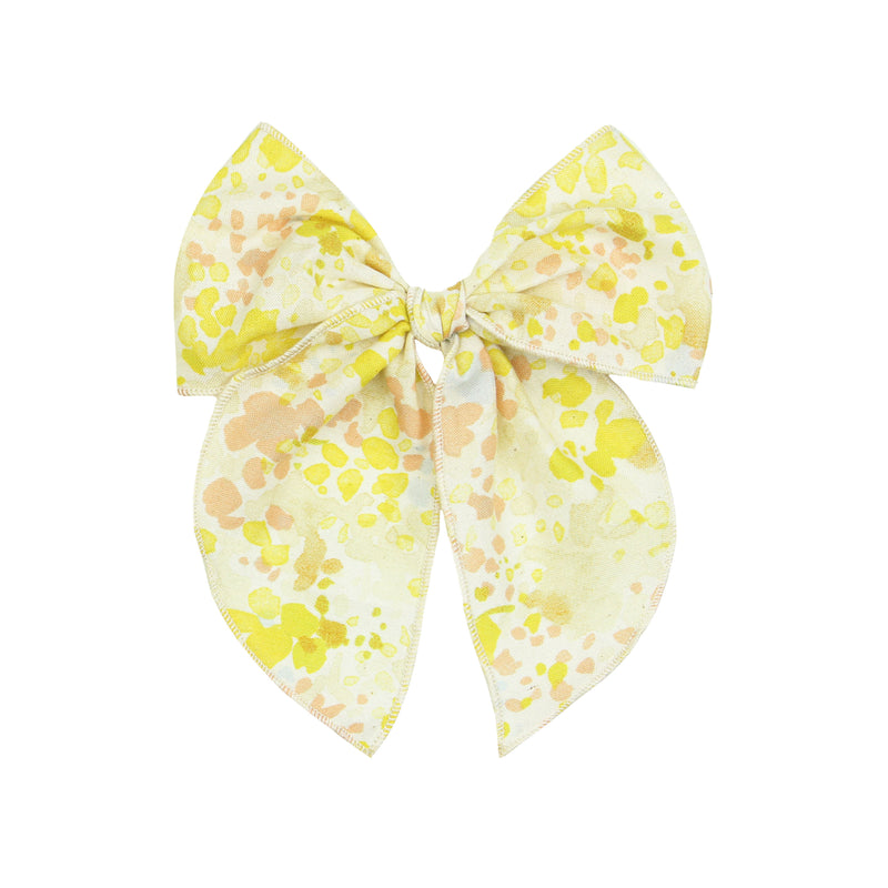 July - Heirloom Bow - Yellow Watercolor Floral Clip