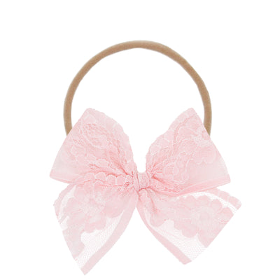 Lace Bow - Baby Pink Headband