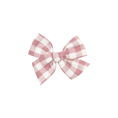Linen Bow - Mauve Gingham Clip
