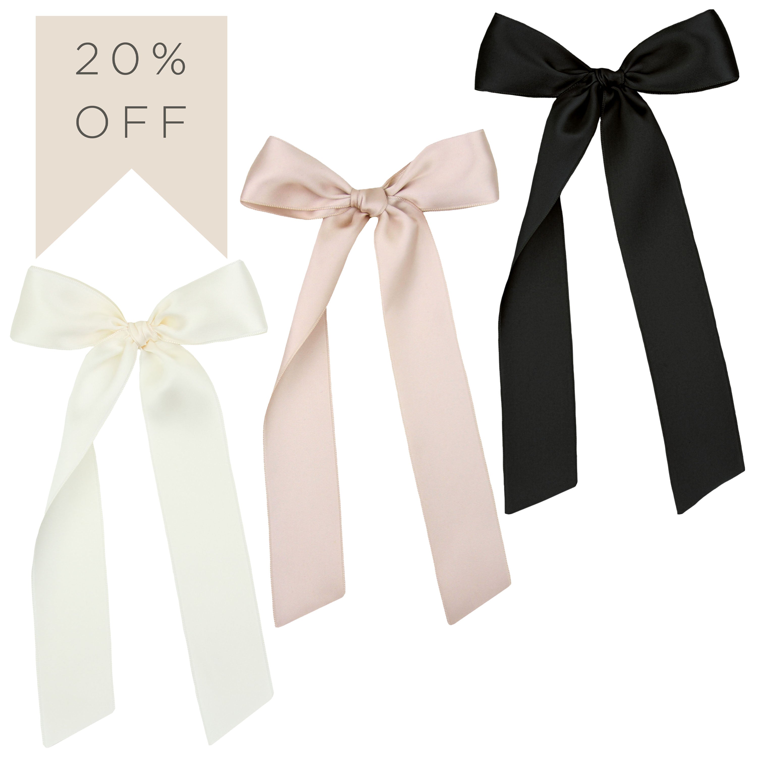 Satin Bow 3 Pack: Primrose Sash Clips