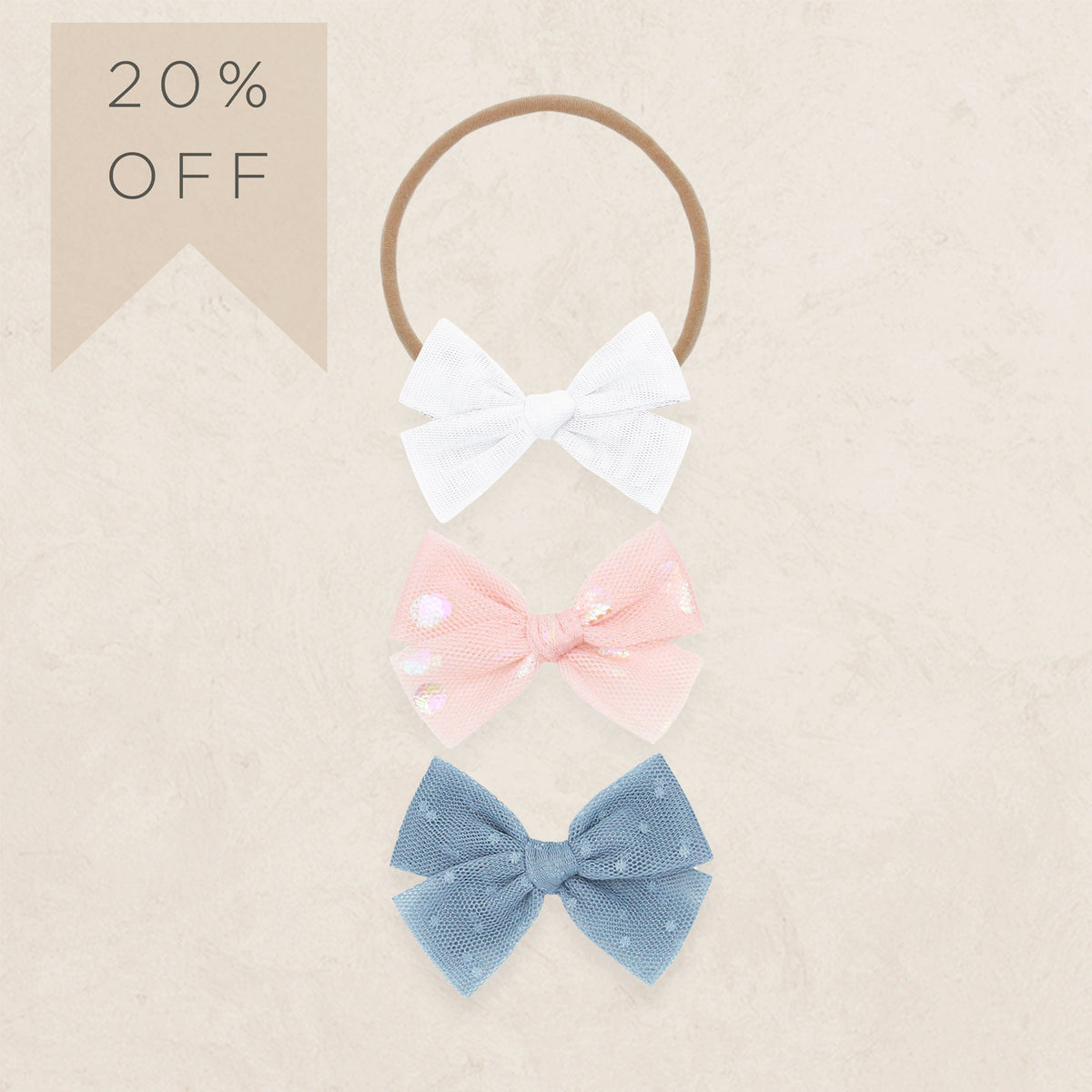 Tulle Bow 3 Pack: Blush Shimmer Dot