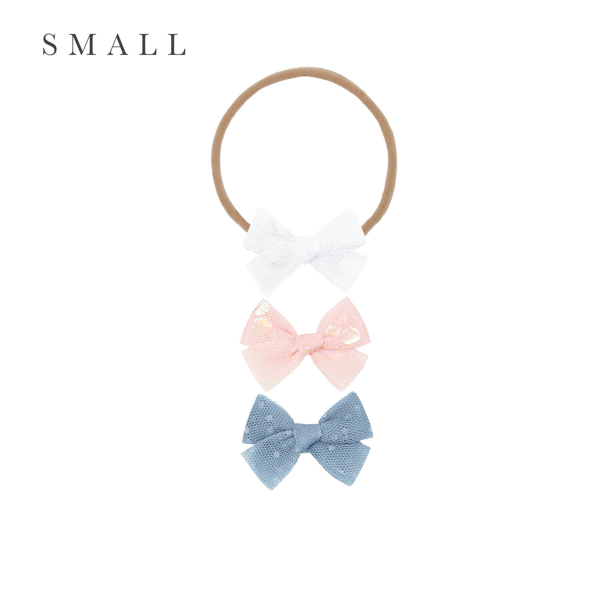 Tulle Bow 3 Pack: Blush Shimmer Dot