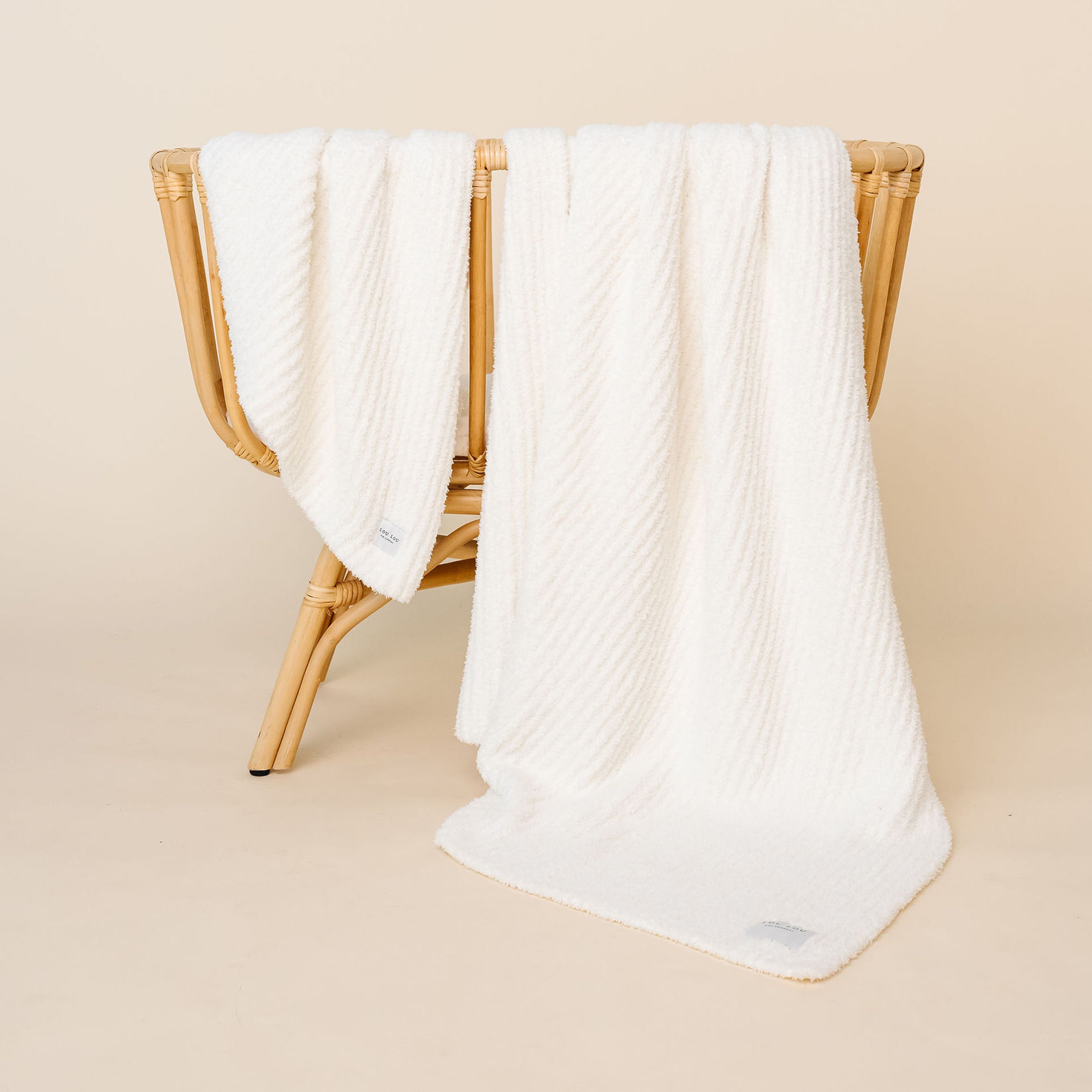 Chenille Blanket - White - Small & Large