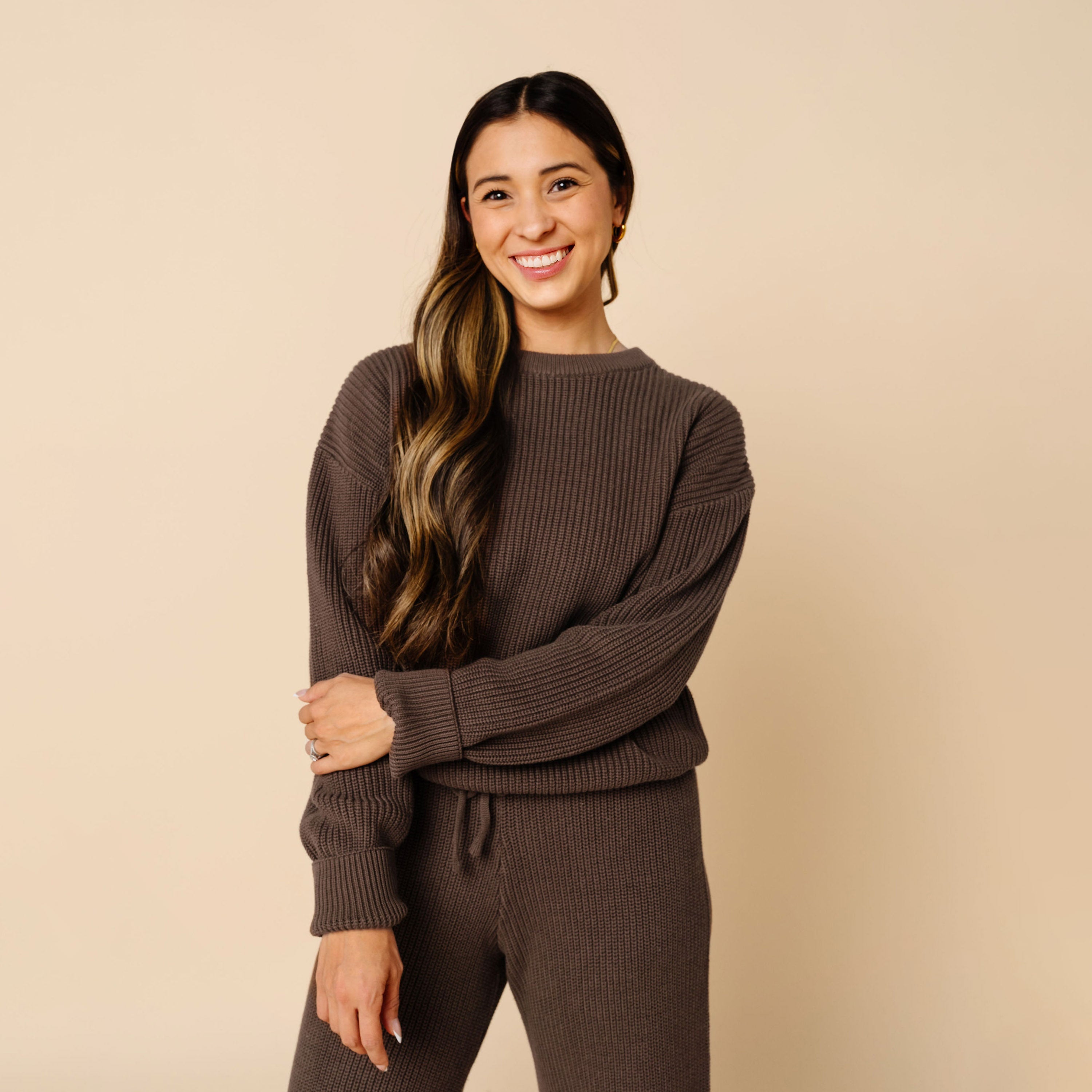 Knit Women's Chunky Sweater - Cocoa