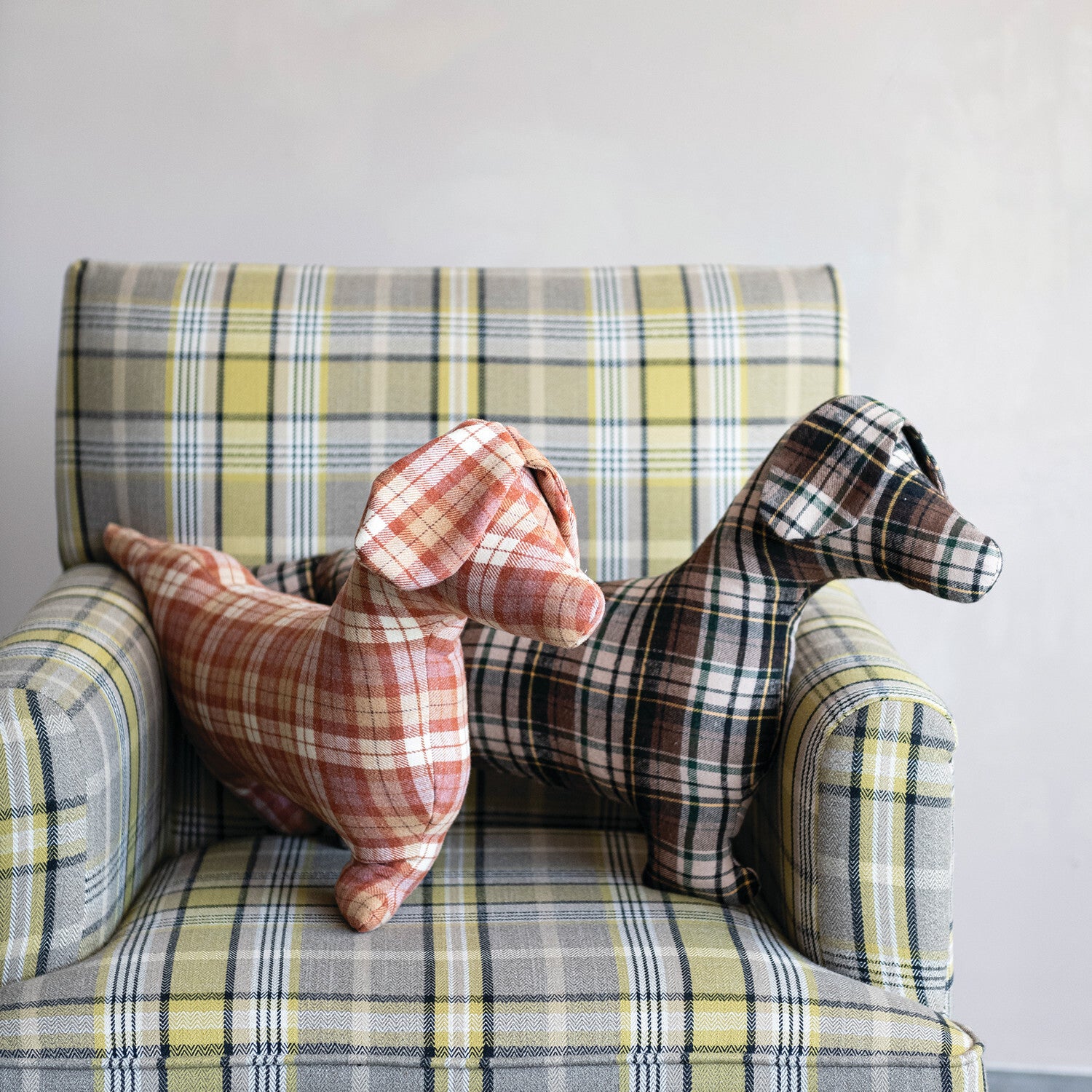 Plaid Fabric Dog Shaped Pillow