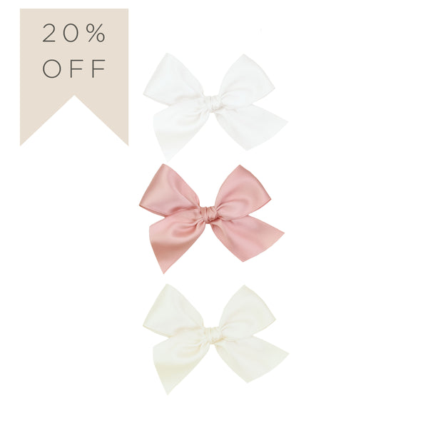 Satin Bow 3 Pack: French Pink Clips