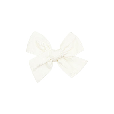 Linen Bow - Ivory Corduroy Clip