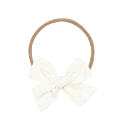 Linen Bow - Ivory Corduroy Headband