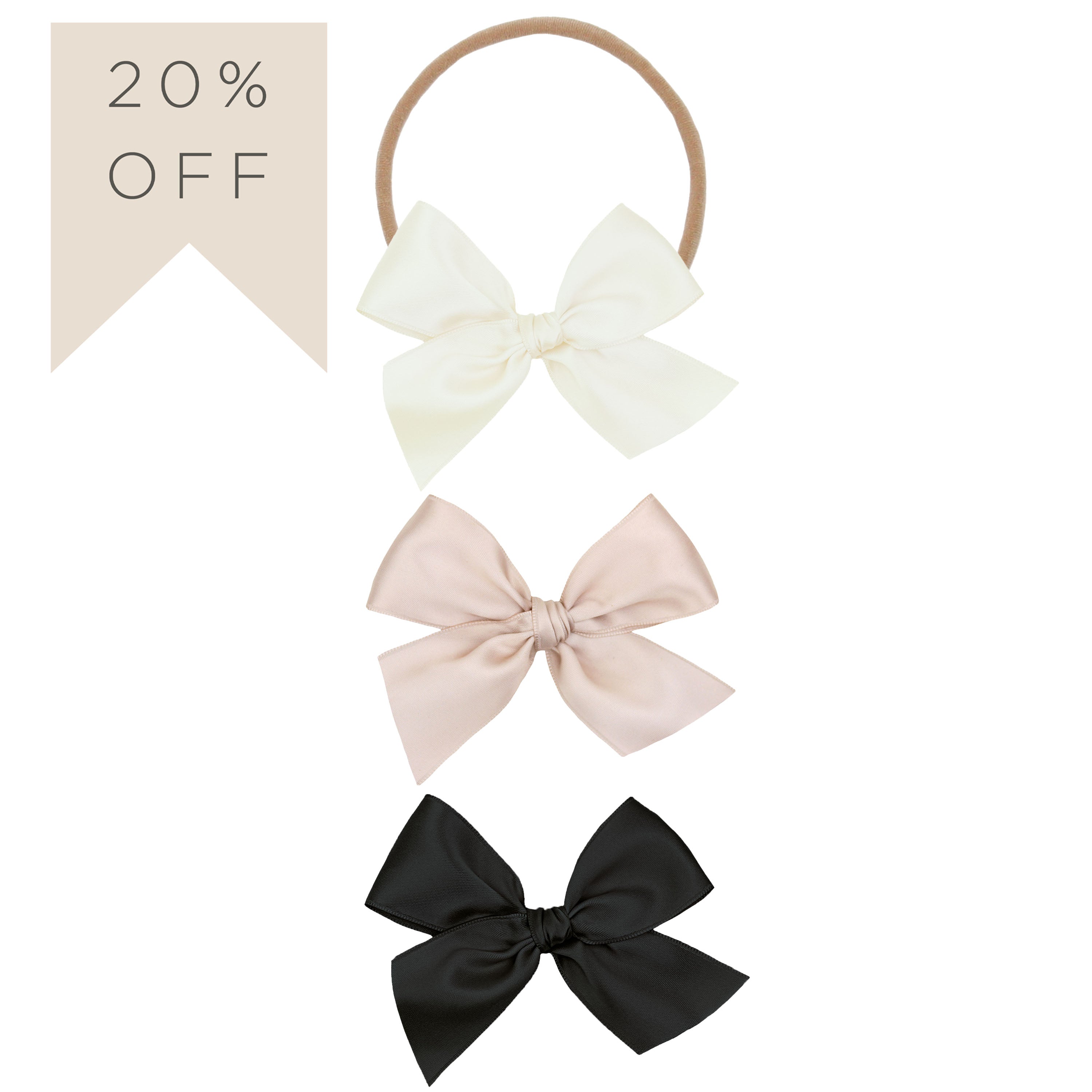 Satin Bow 3 Pack: Primrose Headbands