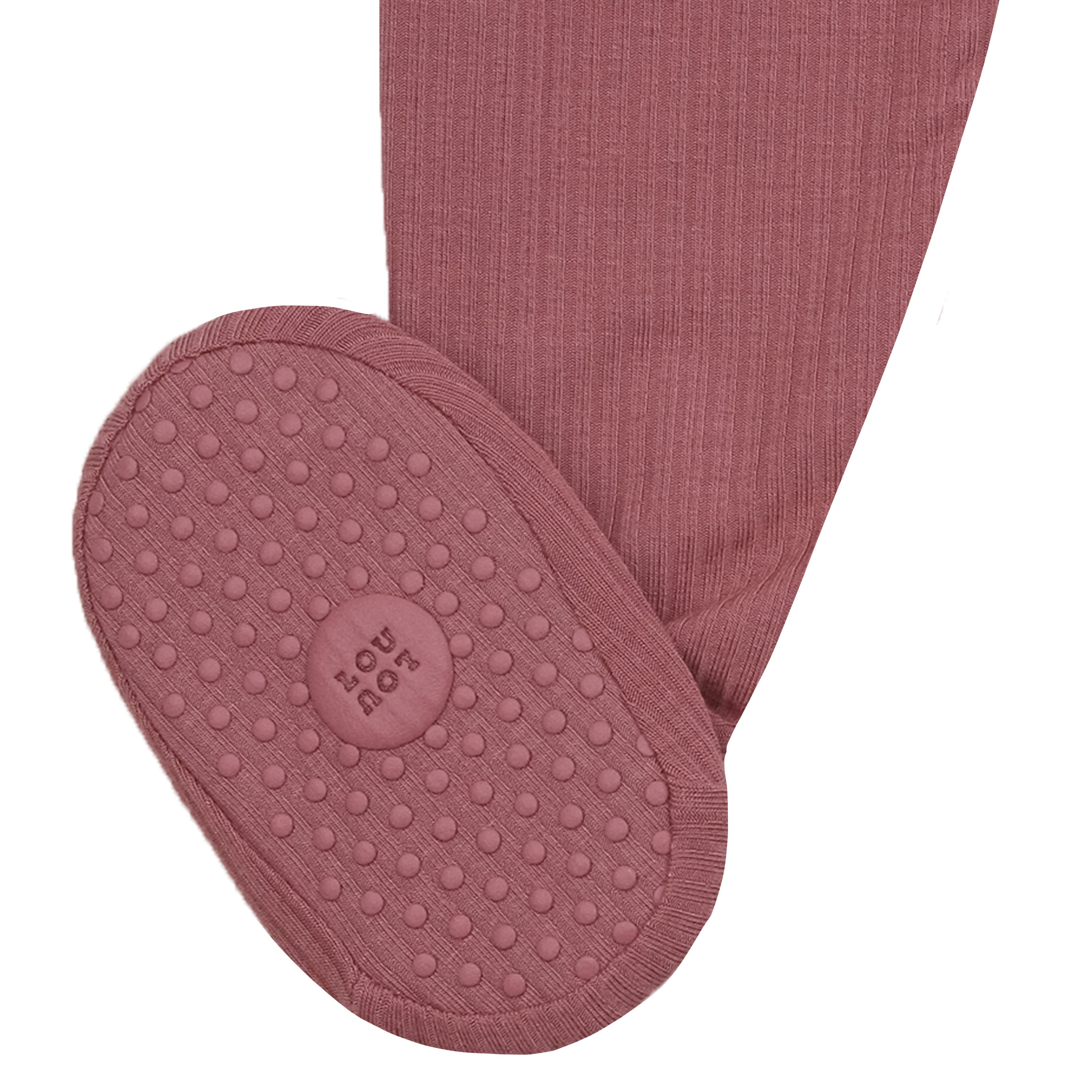 Marjorie Zipper Footie Zoom up on Footie Grip