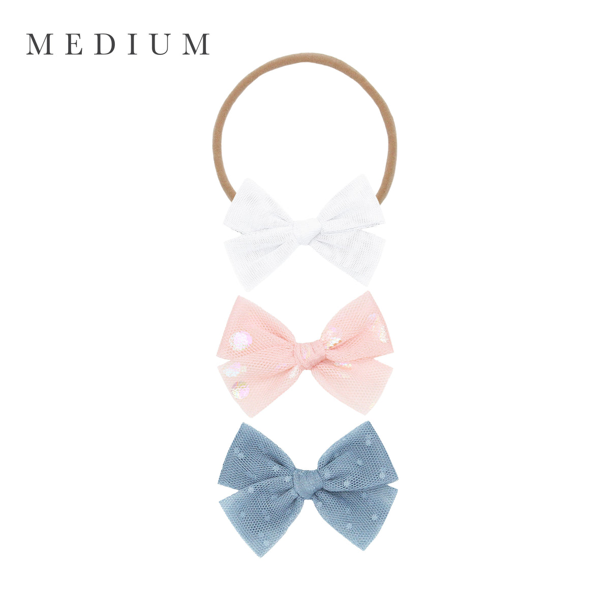 Tulle Bow 3 Pack: Blush Shimmer Dot