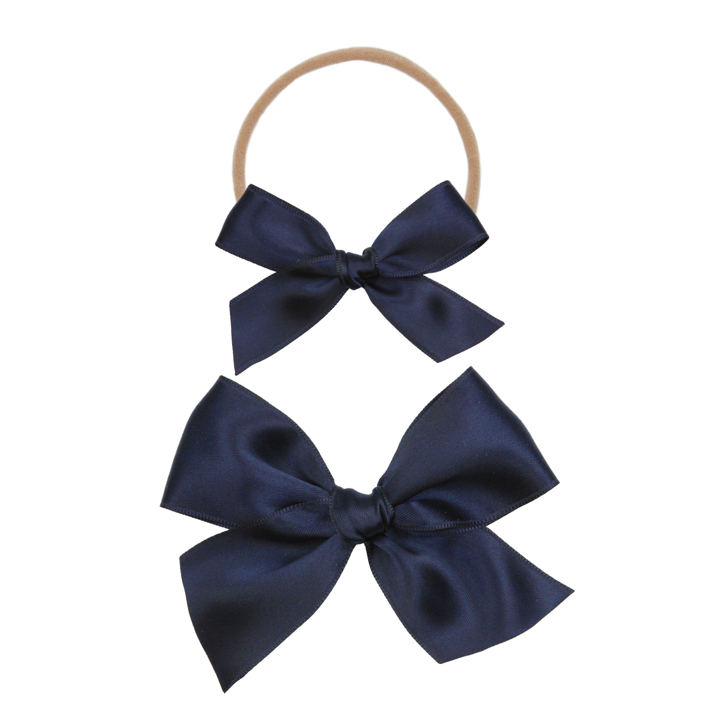 Satin Bow - Midnight Blue Headband