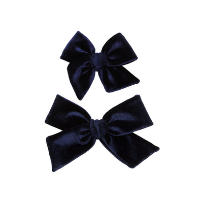 Velvet - Navy Bow Clip