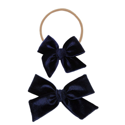 Velvet - Navy Bow Headband