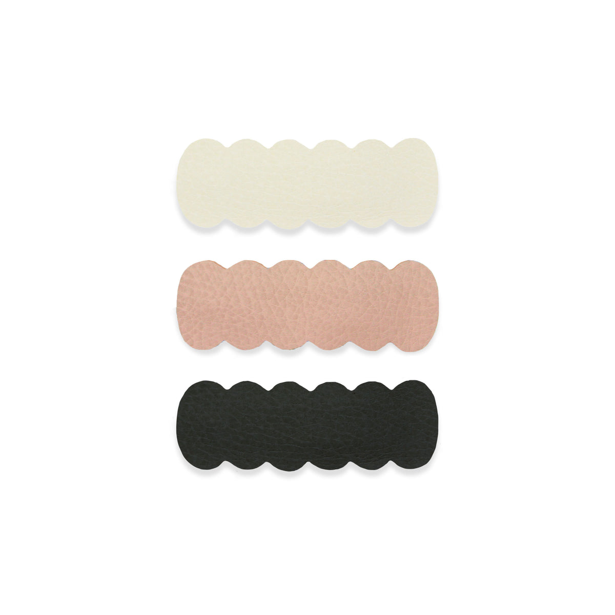 Leather 3 Pack - Primrose Scallop Snap Clips