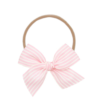Ribbon Bow - Pink Stripe Headband