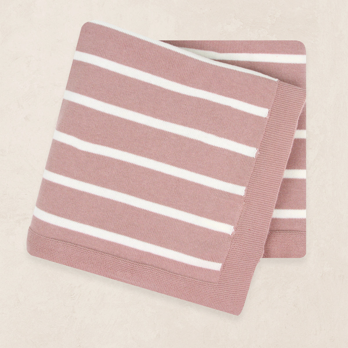 Knit Blanket - Mauve Stripe