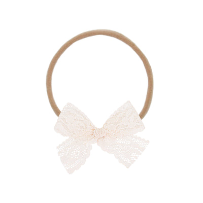 Lace Bow - Powder Pink Headband