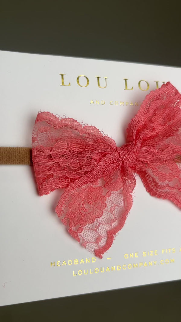 Lace Bow - Watermelon