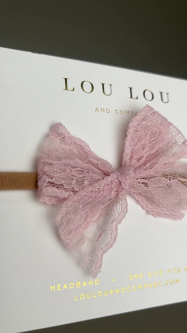 Lace Bow - Candy Pink