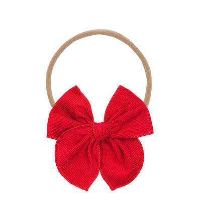 Heirloom Bow - Red Corduroy Headband